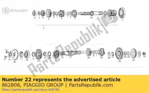 Piaggio Group 862808 piñón 5¬ secundario - Lado inferior