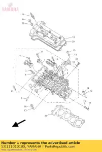 Yamaha 5JJ111010100 conjunto de cabeça de cilindro - Lado inferior