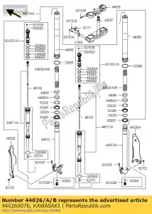 kawasaki 440260076 garfo dianteiro da mola, k = 4,3n kx250 - Lado inferior