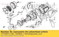 Aqui você pode pedir o junta, tubo de respiro em Honda , com o número da peça 17359KT1780: