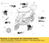 2H002555000A2, Piaggio Group, sticker voor schild rechtsvoor piaggio metca4101 metca4101, metca4102 50 2018 2019 2020 2021, Nieuw