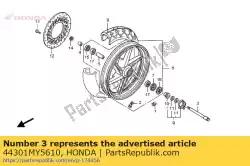 Here you can order the axle, fr. Wheel from Honda, with part number 44301MY5610: