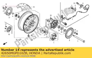 Honda 42650MGPD10ZB rueda subconjunto., rr. * año2 - Lado inferior