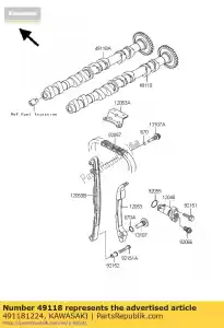 Kawasaki 491181224 camshaft-comp,intake - Bottom side