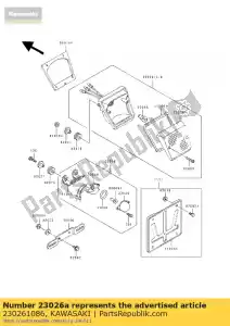 Kawasaki 230261086 lente, luz trasera - Lado inferior