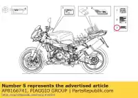 AP8166741, Piaggio Group, Adesivo di emissione del rumore aprilia rsv rsv tuono 1000 2006 2007 2008 2009, Nuovo