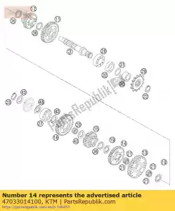 ktm 47033014100 engrenagem intermediária 4º g. - Lado inferior