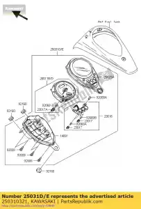 Kawasaki 250310321 medidor-assy, ??mph - Lado inferior