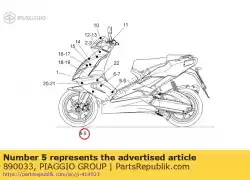 Here you can order the lh front fairing dec. From Piaggio Group, with part number 890033: