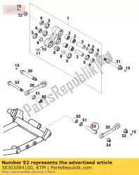 Ici, vous pouvez commander le boulon de liaison barre de connexion 96 auprès de KTM , avec le numéro de pièce 58303084100: