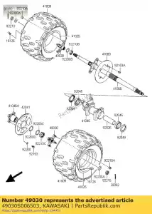 Kawasaki 49030S006503 hub, rr, preto - Lado inferior