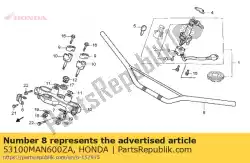 Aqui você pode pedir o tubo, alça de direção * yr112mu * (yr112mu super ouro metálico) em Honda , com o número da peça 53100MAN600ZA: