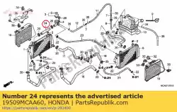 Ici, vous pouvez commander le tuyau, joint de chapeau auprès de Honda , avec le numéro de pièce 19509MCAA60: