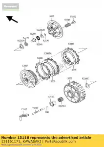 Kawasaki 131161171 rod-push - Bottom side