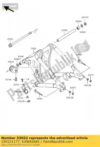 kawasaki 330321177 shaft-swing arm vn800-a1 - Bottom side