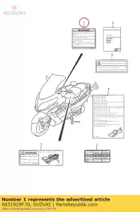 suzuki 6831929F70 etichetta, generale w - Il fondo