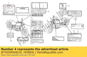 honda 87505MAH610 geen beschrijving beschikbaar op dit moment - Onderkant