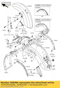 kawasaki 350405006686 fender-comp-front, argent vn200 - La partie au fond