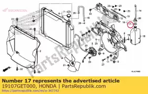 Honda 19107GET000 emballage, réservoir de réserve - La partie au fond