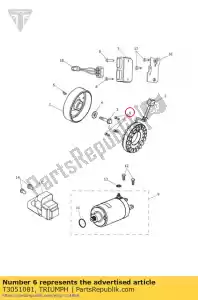 triumph T3051081 parafuso, tampa / hd, m6x1x40, enc, bruto - Lado inferior