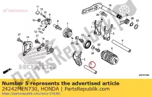 honda 24242MEN730 arbre b, fourchette de changement de vitesse - La partie au fond