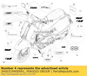 Piaggio Group 2H003199000A1 placa de identificação 