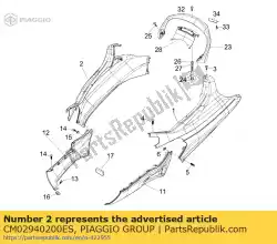 Ici, vous pouvez commander le carénage droit auprès de Piaggio Group , avec le numéro de pièce CM02940200ES: