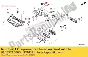 honda 91535TA0003 clip, coupleur (brun foncé) - La partie au fond