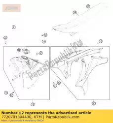 Ici, vous pouvez commander le réservoir de carburant cpl. 7,5l efi sx 11 auprès de KTM , avec le numéro de pièce 7720701304430: