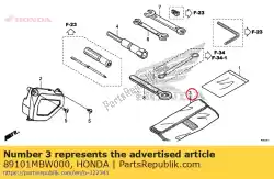 tas, gereedschap van Honda, met onderdeel nummer 89101MBW000, bestel je hier online: