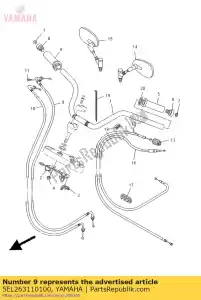 yamaha 5EL263110100 kabel, gasklep 1 - Onderkant