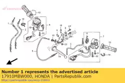 Aqui você pode pedir o cabo comp. A, acelerador em Honda , com o número da peça 17910MBW000: