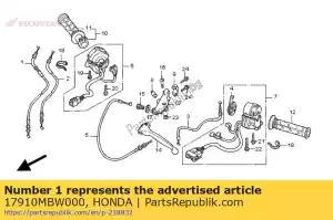 Honda 17910MBW000 cabo comp. a, acelerador - Lado inferior