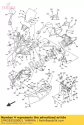 carrosserie, voorkant boven 1 van Yamaha, met onderdeel nummer 1PW2835G00UJ, bestel je hier online: