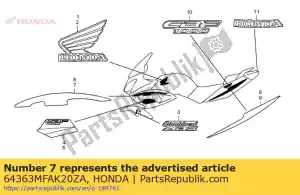 honda 64363MFAK20ZA raya, l. fr. capucha * tipo1 * (tipo1) - Lado inferior