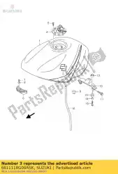 Here you can order the emblem,fuel tan from Suzuki, with part number 6811118G00ASK: