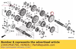Here you can order the gear, countershaft second from Honda, with part number 23441MGE700: