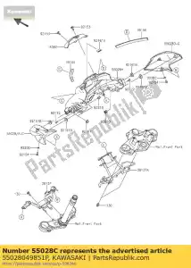 kawasaki 55028049851P carénage supérieur, vert, la gauche - Côté droit