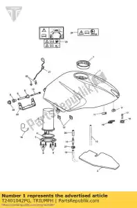 triumph T2401042PG kit de repuestos, tanque de combustible, negro - Lado inferior