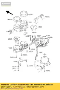 Kawasaki 250051691 tachimetro, kph - Il fondo