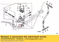 35340MM5600, Honda, Switch assy., fr. fermare honda  (l) japanese domestic / nc29-100 anf ca cb cbf cbr clr cmx fjs fmx fx gl nsa nsc nsr nss nt ntv nx pc r (v) portugal rvf s (p) netherlands / bel sh slr st vf vfr vt vtr vtx ww xl xlr xr xrv 50 125 150 250 300 400 500 502 600 650 700 750 800 900 100, Nuovo