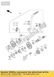 kawasaki 590511309 gear-spur, kick, 30t kdx175-a3 - Bottom side