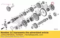 23451HP5A50, Honda, engranaje, contraeje tercero honda trx420fe fourtrax rancher 4x4 es rancer trx420fm1 trx420fm2 trx420tm1 trx420fe1 trx420te1 420 , Nuevo