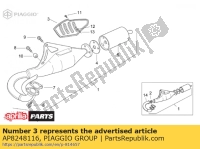 AP8248116, Aprilia, Uitlaatpijp prot .. zwart, Nieuw