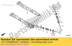 Aqui você pode pedir o sede, mola da válvula em Honda , com o número da peça 14775MBW000: