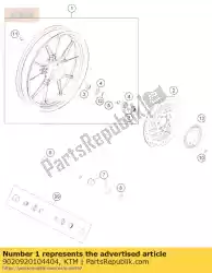 Ici, vous pouvez commander le roue avant cpl. Hd orange auprès de KTM , avec le numéro de pièce 9020920104404: