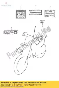 Suzuki 6837202B41 etykieta, ostrze?enie - Dół