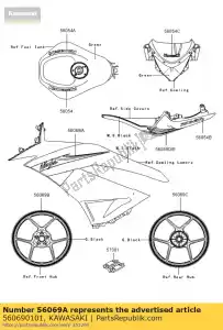 Kawasaki 560690101 pattern,side cowling,rh - Bottom side