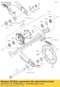 kawasaki 921520734 collar,rr axle,l=22 klx250s9f - Bottom side