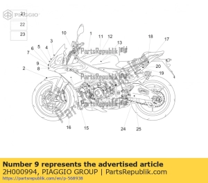 aprilia 2H000994 lh decalque de tira inferior - Lado inferior